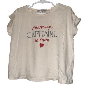 Emile & Ida girls Maman de mon capitaine cream cropped sz 6 team Maman